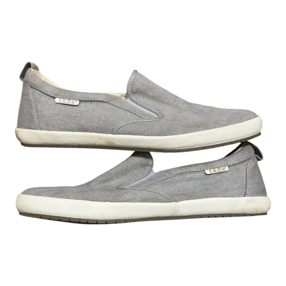TAOS Dandy Sneakers Gray Canvas Slip On Shoes Athleisure Travel Resortwear SZ 10
